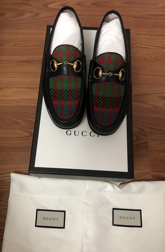 Nuovo IN Scatola Gucci 496580 Pelle Quentin Tweed Galles Mocassini Scarpe G  6.5 | eBay