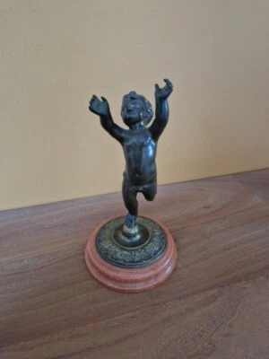 Edouard Delabrierre 1829-1912 Sculpture en bronze patiné Chérubin putti angelot - Photo 1/4