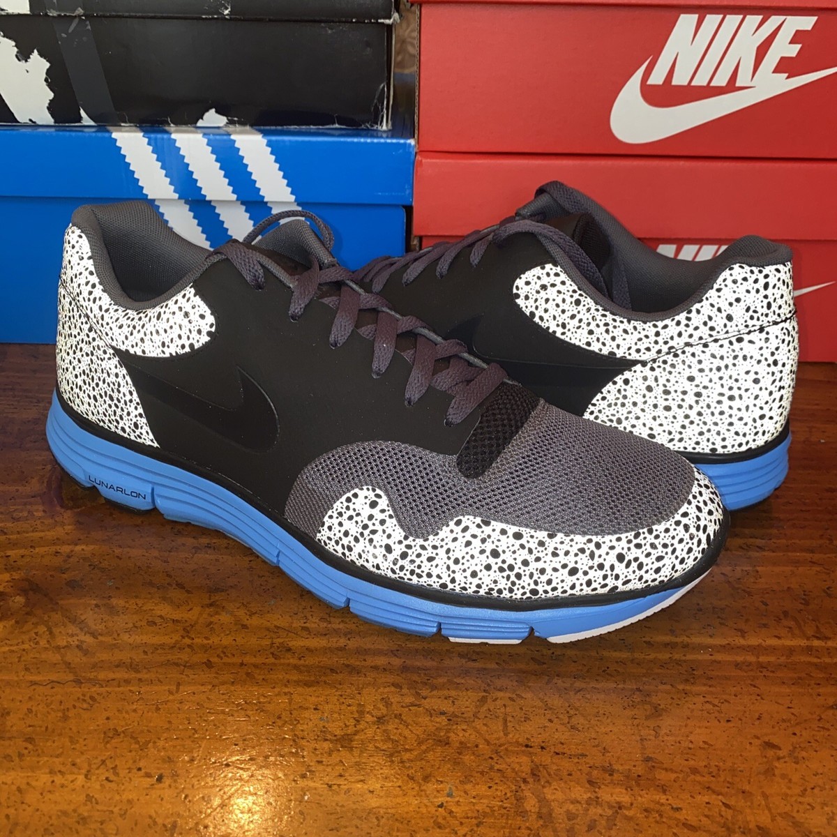 Nike Lunar Safari Fuse Running Gray-Blue-Black Size 8 Sz 11.5 NEW Nike Lunar Safari Fuse AIR MAX 1 Blue Grey Black  main image 4