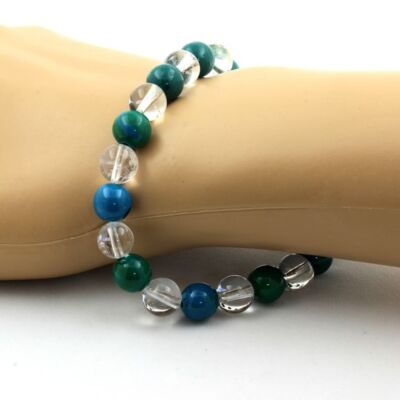 Bracelet En Pierres Chrysocolle 8mm – Bijou Minéral Naturel – Neuf Avec étiquettes