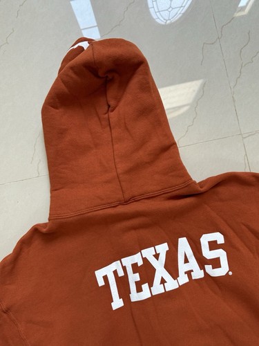 Sudadera con Capucha Russell Cremallera Completa Mediana Naranja Quemado De Colección Años 90 Texas Longhorns - Imagen 7 de 10