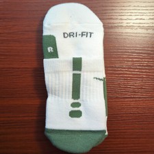 Original Nike Elite Socks Low Quarter Cut White/Green Dri-Fit Large Basketball