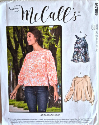 MCCALLS PATTERN 7899  TOPS  MISSES SIZES  6 8 10 12 14   UNCUT  NEW  FF