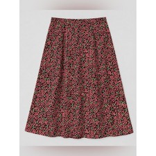 Vintage Dark Floral Midi Skirt XL Prairie Cottage Peasant Garden Party Bohemian