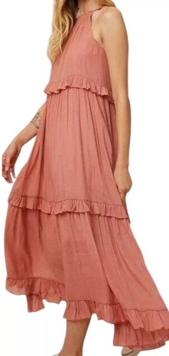 NWT Listicle Pink Cotton Halter Maxi Sun Dress Size L - Picture 9 of 9