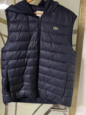 Lacoste Herren Steppweste mit Kapuze Größe L in Blau