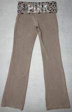 Y2K Victoria's Secret PINK Vtg '11 Foldover Yoga Pants Flare Leopard Sparkles S