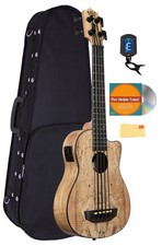 Kala UBASS-SP-MAPL-FS Spalted Maple Acoustic-Electric U-Bass Ukulele Bass w/ Cas