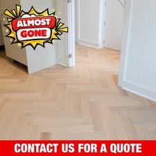 🧊 Sample* 14mm Pale Invisible Oak Herringbone Parquet Engineered Wood Flooring