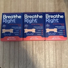Lot 3 Boxes Breathe Right  Extra Strength  Tan Nasal Strips:  26 x 3 = 78 Total