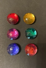 Vintage Button Covers Set of 6 Jewel Tone with Metal Backs. Great Condition