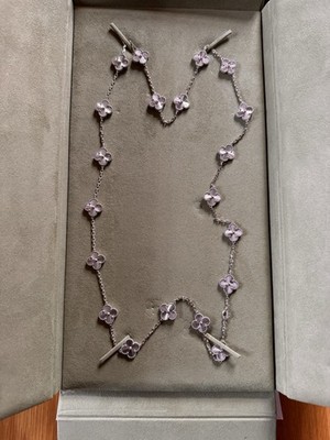 Van Cleef & Arpels Vintage Alhambra 20 Motif 18K White Gold Necklace