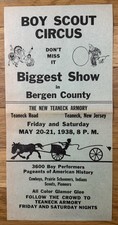 Original 1938 Boy Scout Circus Teaneck Armory, NJ Advertising Broadside Handbill