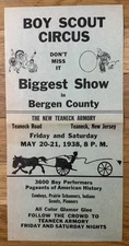 Original 1938 Boy Scout Circus Teaneck Armory, NJ Advertising Broadside Handbill