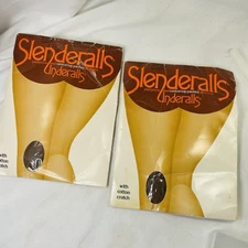 2 Pairs Vintage Slenderalls Control Top Pantyhose Queen Size Suntan
