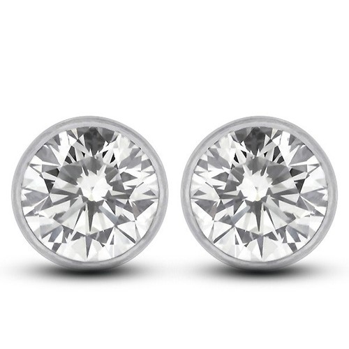 1.03ctw H SI1 Round Cut Earth Mined Certified Diamonds White Gold Classic Studs - Picture 9 of 10