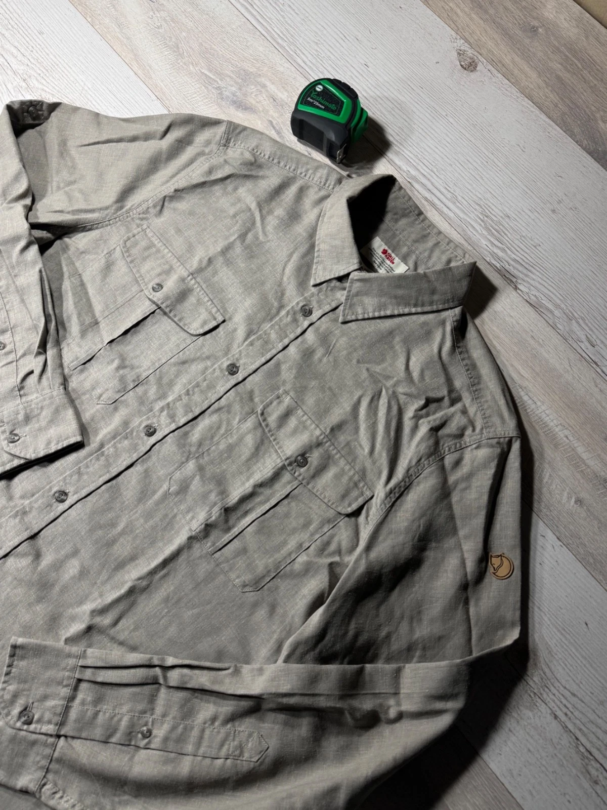 Fjallraven Ovik Travel Shirt Mens XXL Long Sleeve Hemp Blend Hiking Beige