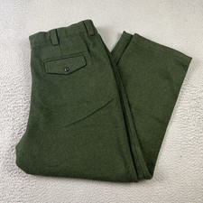 LL Bean Pants Mens 40x31 Green Wool Flannel F...