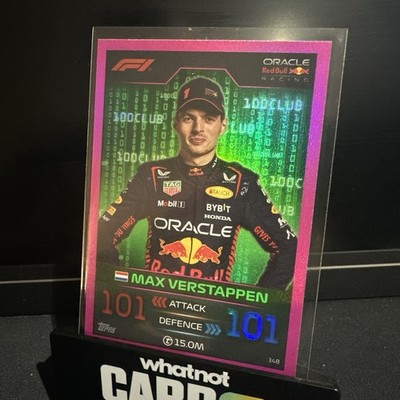 Max Verstappen 100 Hundred Club Pink Parallel - Topps F1 Turbo Attax 2023