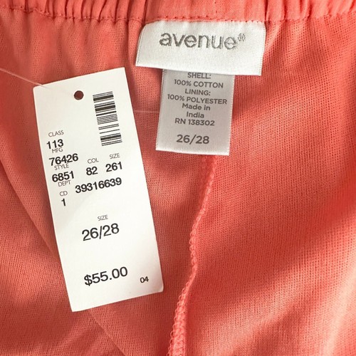 AVENUE Skirt Women Plus 26 28 Pink Salmon Knee Length Embroidery 100% Cotton NWT - Picture 5 of 9