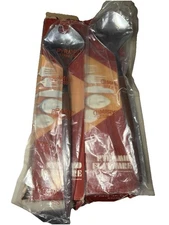 2pc Pyramid Stainless Wood Handle Salad Servers 10 3/8" Japan New Old Stock Box