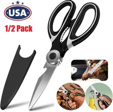 1/2PCS Heavy Duty Stainless Steel Kitchen Shears for Meat Fish Chicken Bones USA