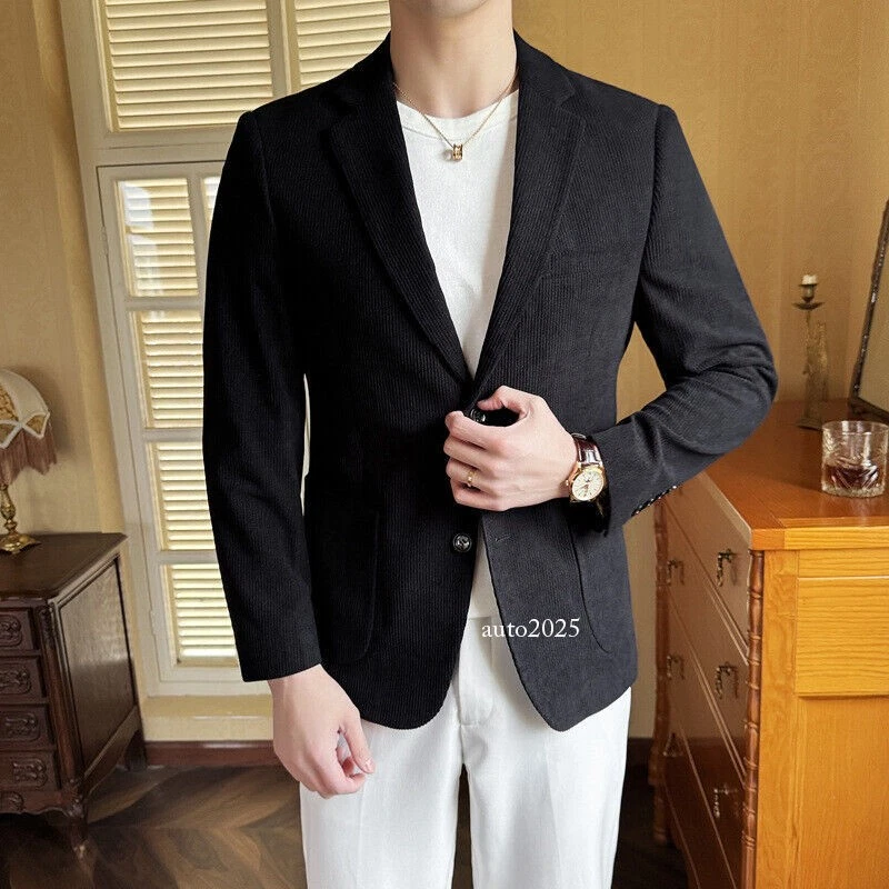 OFF WHITE Tuta uomo casual velluto a coste slim fit giacca alla moda bell cappotti business