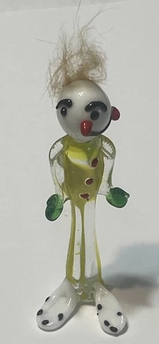 Vintage Venetian Murano Hand Blown Glass Clown Figurine 4 Inch