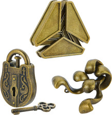 Brain Teaser Puzzles- 3 PCS Metal Puzzles Kit...
