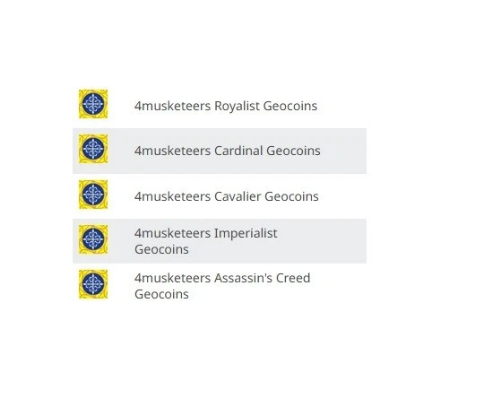 08' 4musketeers Royalist Calavlier Cardinal Imperialist Assassin's Creed Geocoin - Image 4 of 4