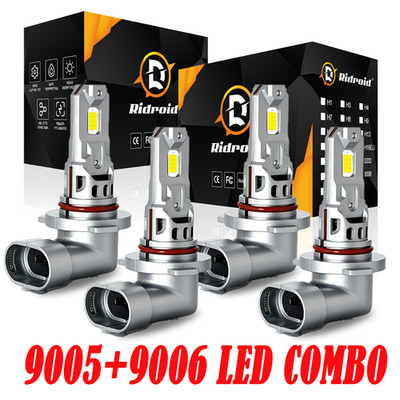 RIDROID LED Headlight Bulb 9005 9006 Combo HighBeam&Low Beam White 6500K