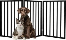 PETMAKER 3-Panel Foldable Pet Gate - 54x24 Inch Freestanding Dog Fence - Black