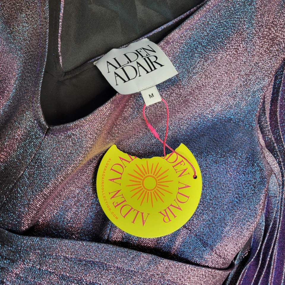 Vestido de graduación talla mediana AIDEN ADAIR púrpura matálico con brillo azul nuevo con etiquetas Foto 4 de 4