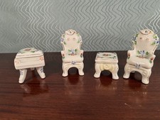 VTG Set of Ceramic Miniature Dollhouse Furniture -Occupied Japan, chairs, piano