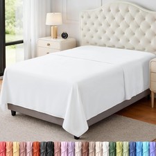 Bedding Flat Sheet 1 Pack Twin White Soft Brushed Microfiber Fabric Shrinkage