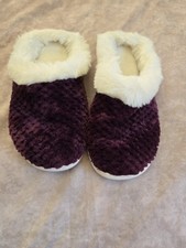 Charter Club Cozy Faux-Fur Lined Slipper Clogs - Plum and Cream Sz 5-6