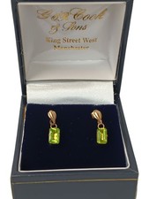 Elegant Gold Tone Earrings Peridot Gemstone Dangle Style Exquisite Jewellery