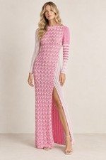 LoveShackFancy Tam Maxi Knit Dress Women’s Large Slit Crochet Open Knit Gown