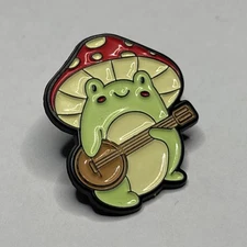 Lapel Pin - Guitar Playing Frog Mushroom Hat S89