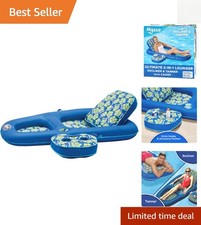 Ultimate Aqua Campania Inflatable Pool Lounge with Adjustable Backrest  Caddy