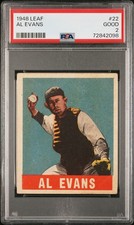 Al Evans, Rookie Card, 1948 Leaf #22, PSA 2 Good