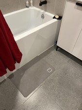 Grey Diatomite Stone Bath Mat 15.7x23.6", Super Absorbent Low Pile Rubber Backed