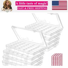 8pack 36 Grids Plastic Clear Organizer Box bead Storage Containers with Adjus...