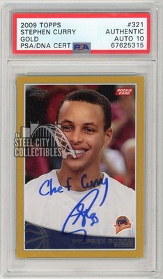 Stephen Curry 2009 Topps Gold Auto Chef Curry RC Card 321 /2009 