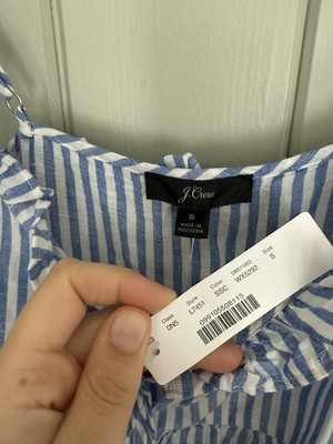 Jcrew Tan And White Stripes Cotton-linen tiered maxi dress Style L7451  Medium for sale online | eBay