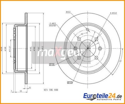 2 St. Bremsscheibe MAXGEAR 19-0989 Hinterachse für Peugeot