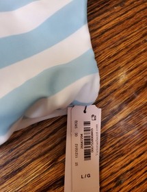 Victoria's Secret NWT Mix & Match Scoop Blue & White Cabana Striped Bikini Sz L