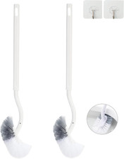 2 Pack Curved Toilet Bowl Brush without Holder for Bathroom, Compact Toilet Brus