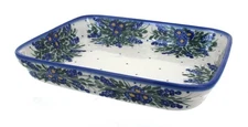 Blue Rose Polish Pottery Hyacinth Medium Rectangular Baker