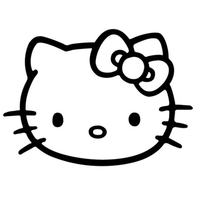 Hello Kitty Aufkleber 8cm x 6cm weiß glanz kostenloser Versand